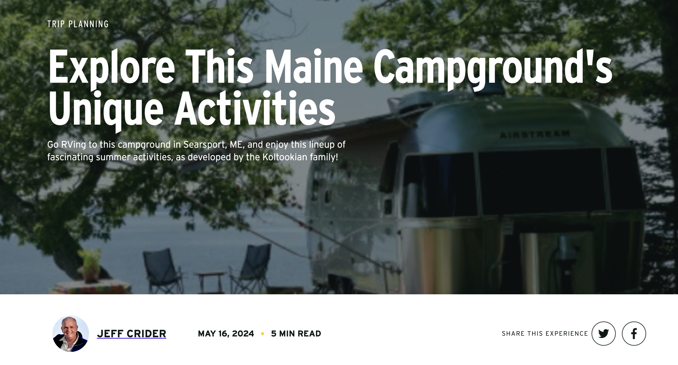 Exploring Unique Activities at Maine Campgrounds | GoRVing.com An article about us!